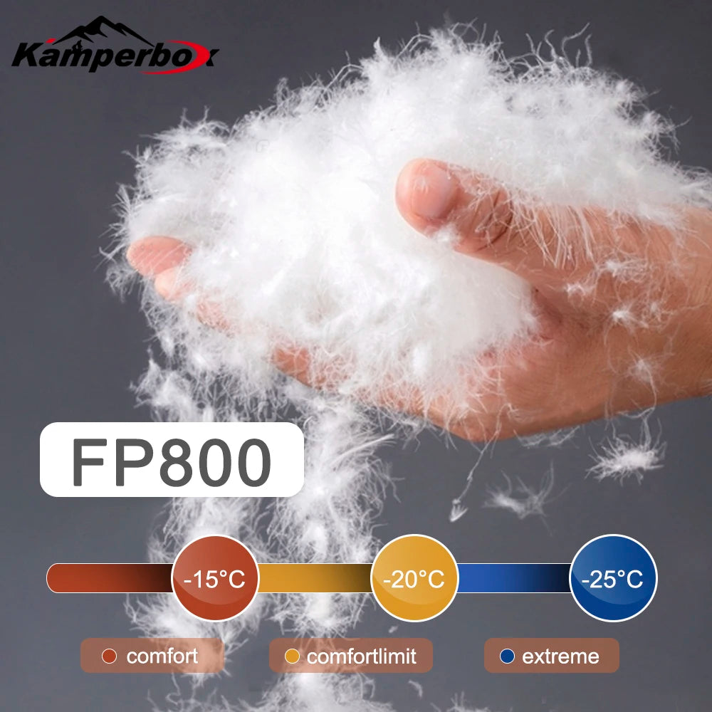 Kamperbox Winter Down Sleeping Bags Ultralight Camping Equipment for Adults Comfortable Temperature Scale Minus Twenty to Minus Thirty Five Degrees Celsius