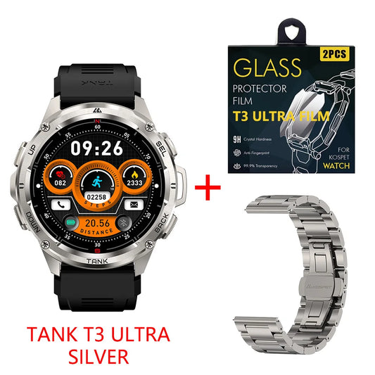 KOSPET Tank T3 Ultra GPS Smart Watch For Men with Altimeter Compass Barometric 470mAh Battery 60 Days Bluetooth Call and IP69K Waterproof
