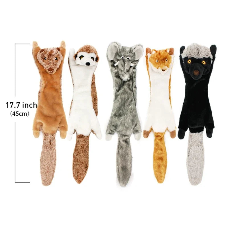 5 Pieces Funny Simulated Animal No Stuffing Dog Toy Set Durable Plush Squeaky Chew Toys for Dogs