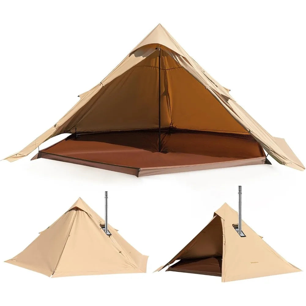 Hot Tent, Lightweight Waterproof & Windproof Tipi Hot Tents with Stove Jack for Outdoor Camping