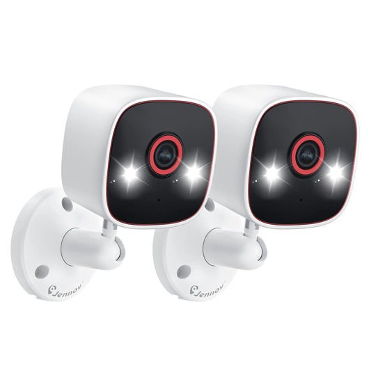Jennov 2PCS Indoor/Outdoor Cameras 1296P Pet  Camera WiFi Camera Baby Monitor Color Night Vision 2-Way Audio for Home Security
