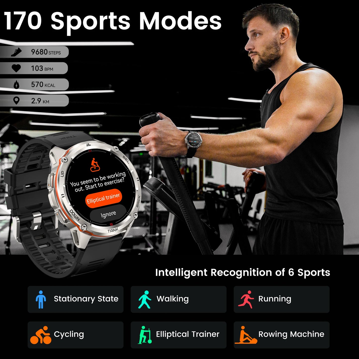 KOSPET Tank T3 Ultra GPS Smart Watch For Men with Altimeter Compass Barometric 470mAh Battery 60 Days Bluetooth Call and IP69K Waterproof