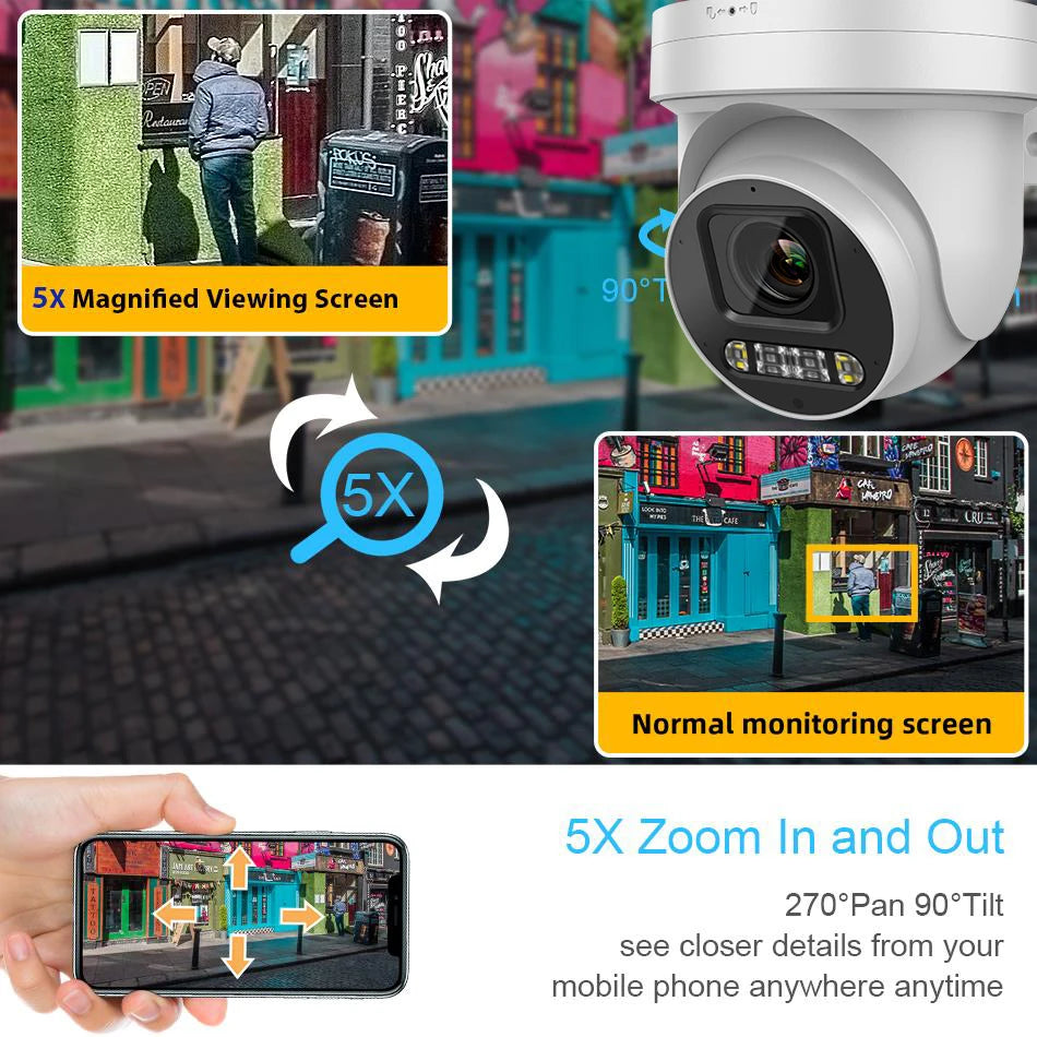 8MP ColorVu PTZ IP Camera 5X Zoom Hybrid Light 2-way Audio SD Card slot Network CCTV Camera Hikvision Compatible