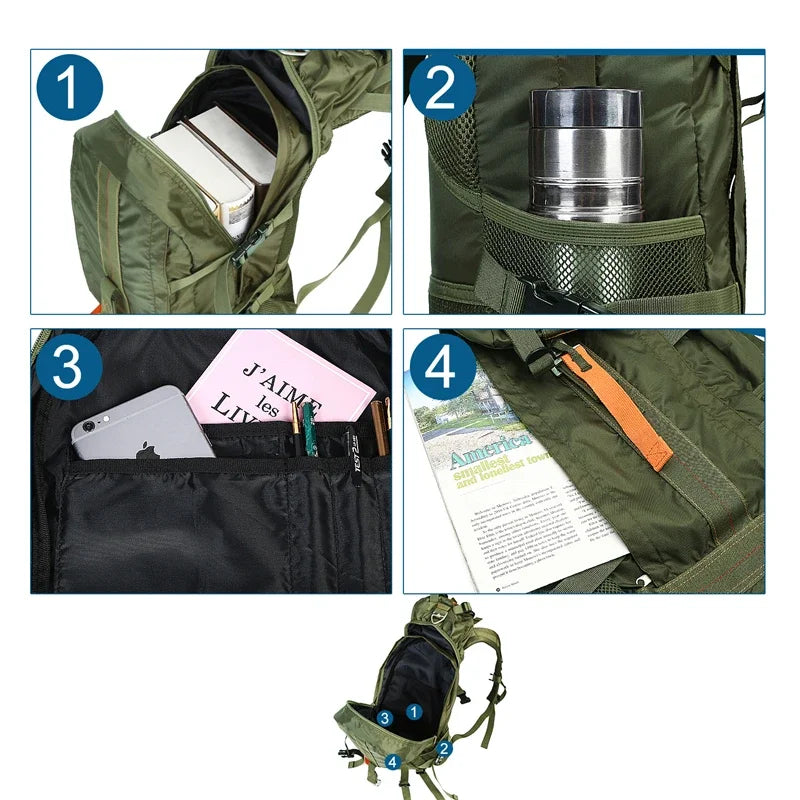 Travel Hiking Backpack Lightweight Waterproof Daypack for Men and Women Outdoor Trekking Camping Backpack