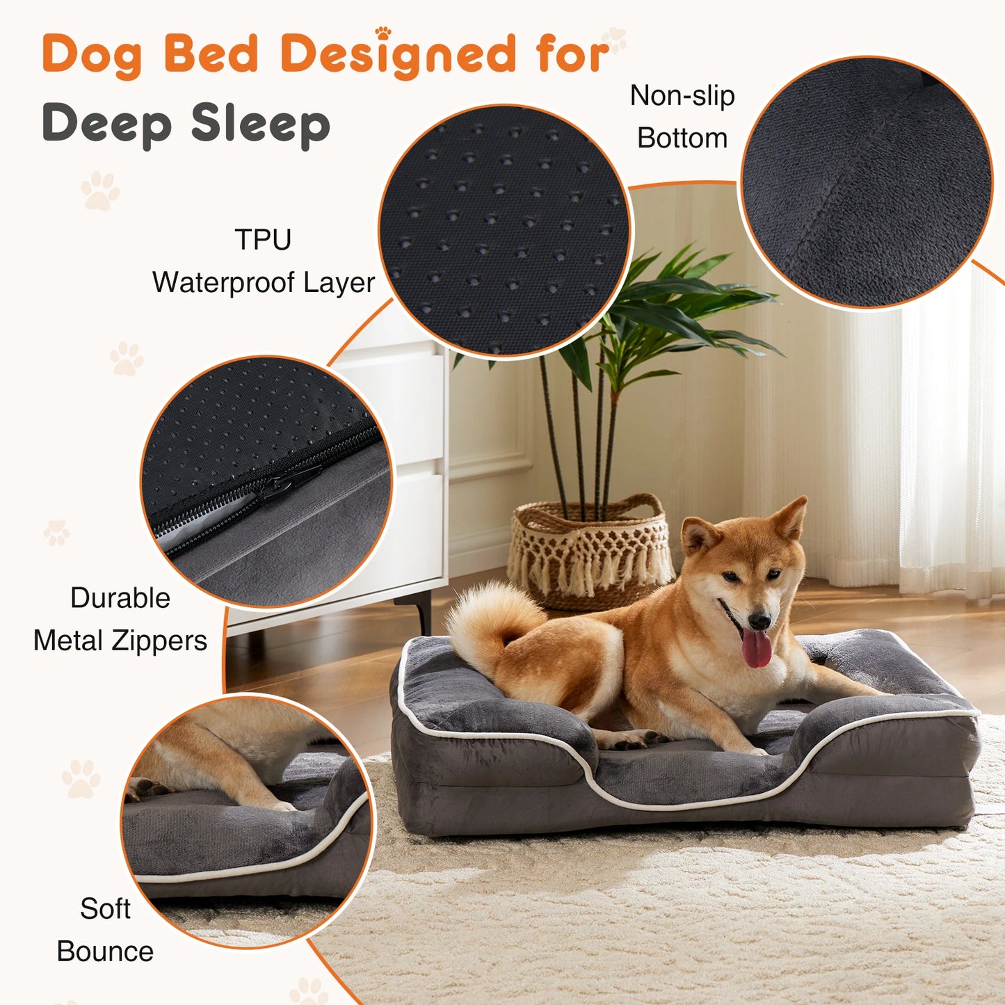 JHK Orthopedic Memory Foam Dog Bed for Small Dogs and Cats