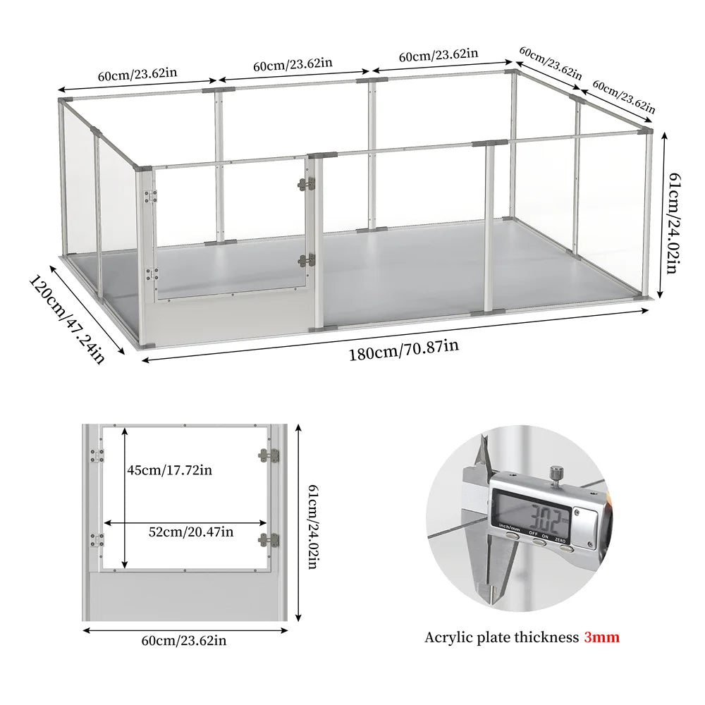 Extra Large 10 Panels Sleek Acrylic Dog Playpen Fence Pet Enclosure Fertility Cage Pet Whelping Box Playground