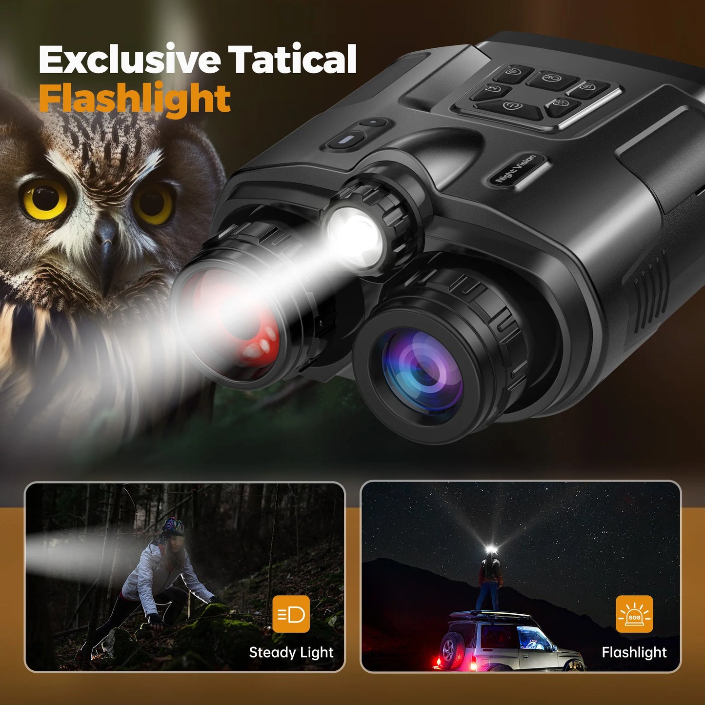 Night Vision Binoculars 4K Infrared 5000mAH Rechargeable 8X Digital Zoom 600 Meters Darkness Goggles for Hunting and Surveillance