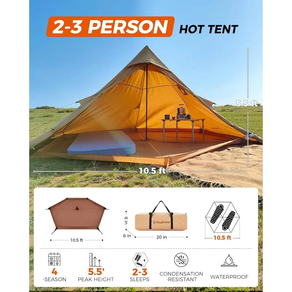 Hot Tent, Lightweight Waterproof & Windproof Tipi Hot Tents with Stove Jack for Outdoor Camping