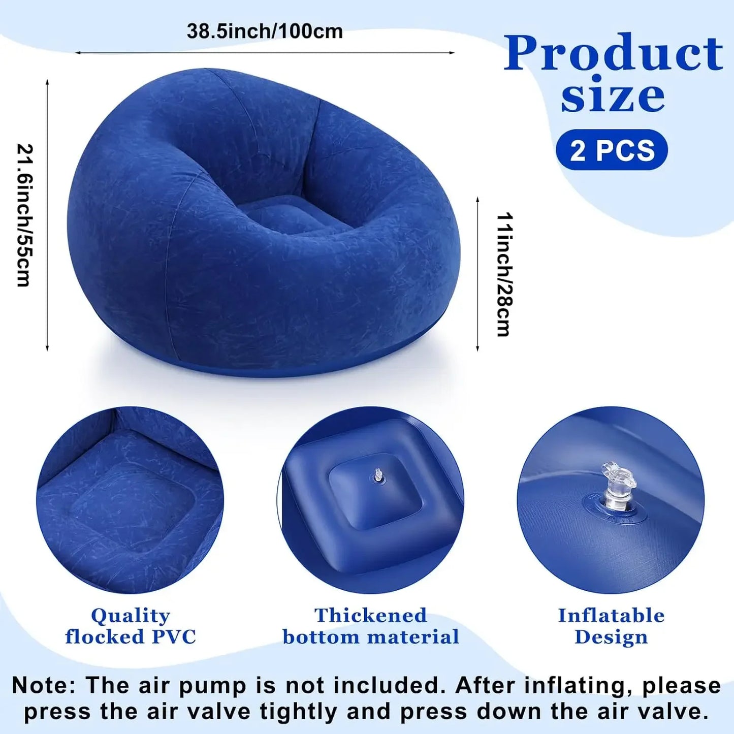 Inflatable Bean Bag Chairs Blow up Chairs Camping Chairs Inflatable Lazy Sofa Folding Portable Inflatable Chair