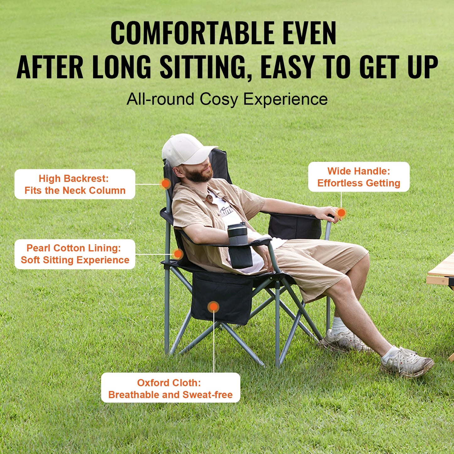 SucceBuy Outdoor Camping Chair 350lbs High Load Ultralight Folding Portable Beach Hiking Picnic Travel Seat Fishing Tool