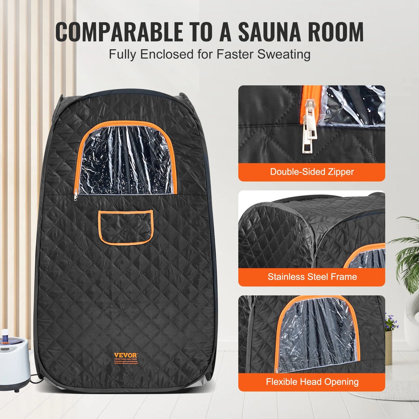 SucceBuy Compact Portable Steam Sauna Tent 1200 Watt Therapeutic  for Detox Relaxation Time Remote Control Personal  for Home