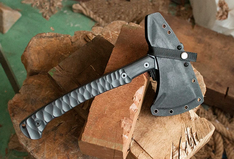 PSRK Forged Tactical Survival Axe Full Tang G10 Handle Multipurpose Wood Cutting Rescue Axe Outdoor Camping Defense Tool