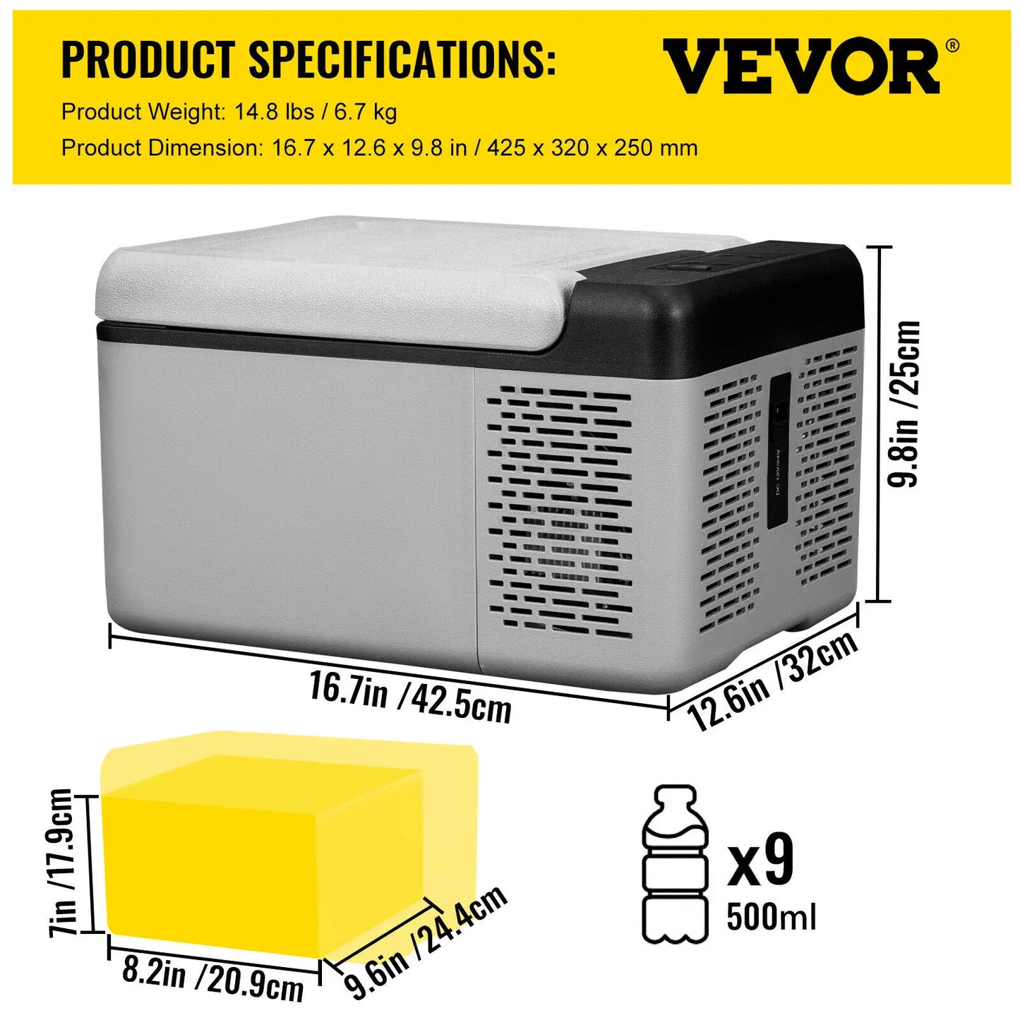 SucceBuy Portable Car Refrigerator 9L 15L Compressor Fridge