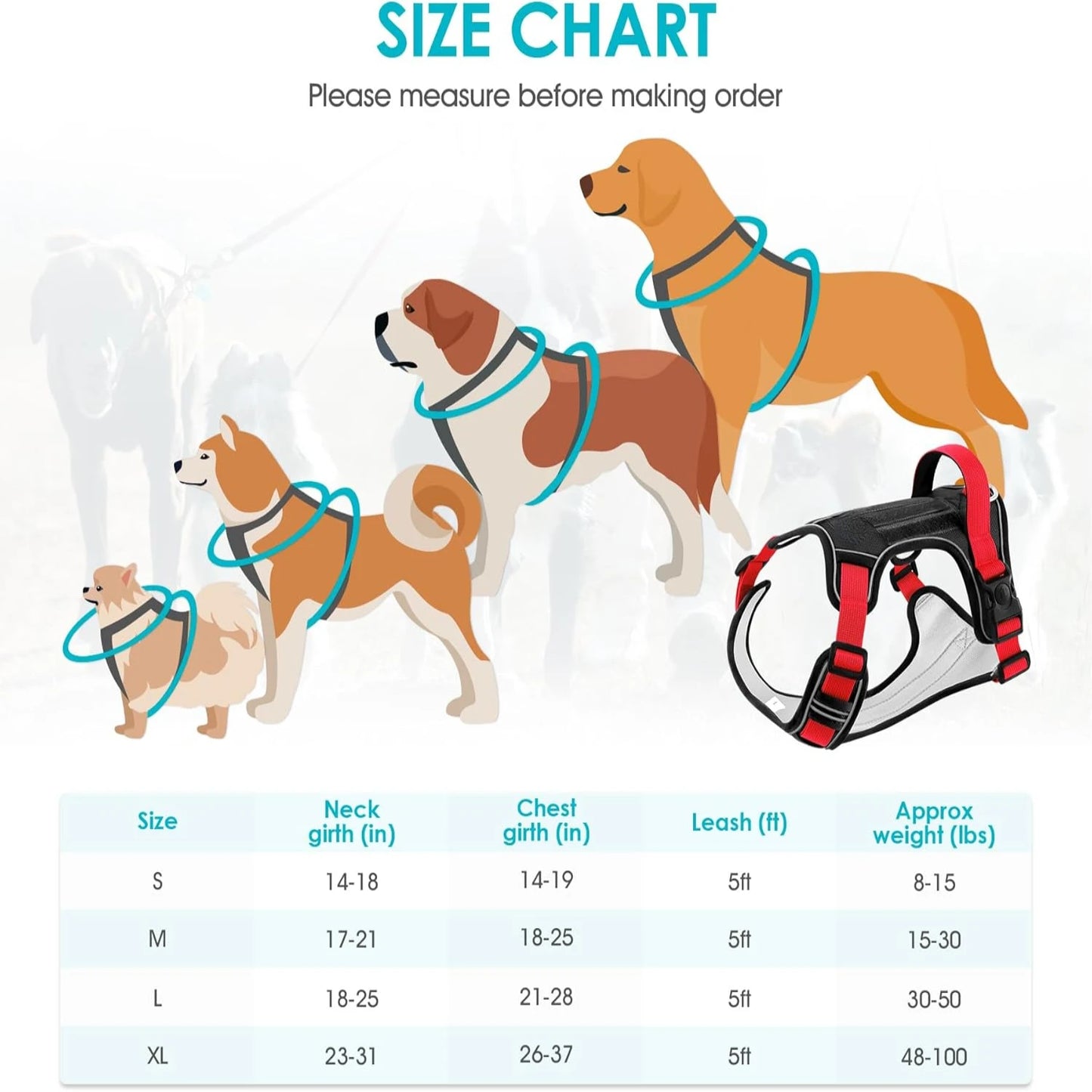 Reflective No Choke Pet Vest Set with Easy Control Handle for Medium Small Large Dogs Heavy Duty Harness and Free Leash