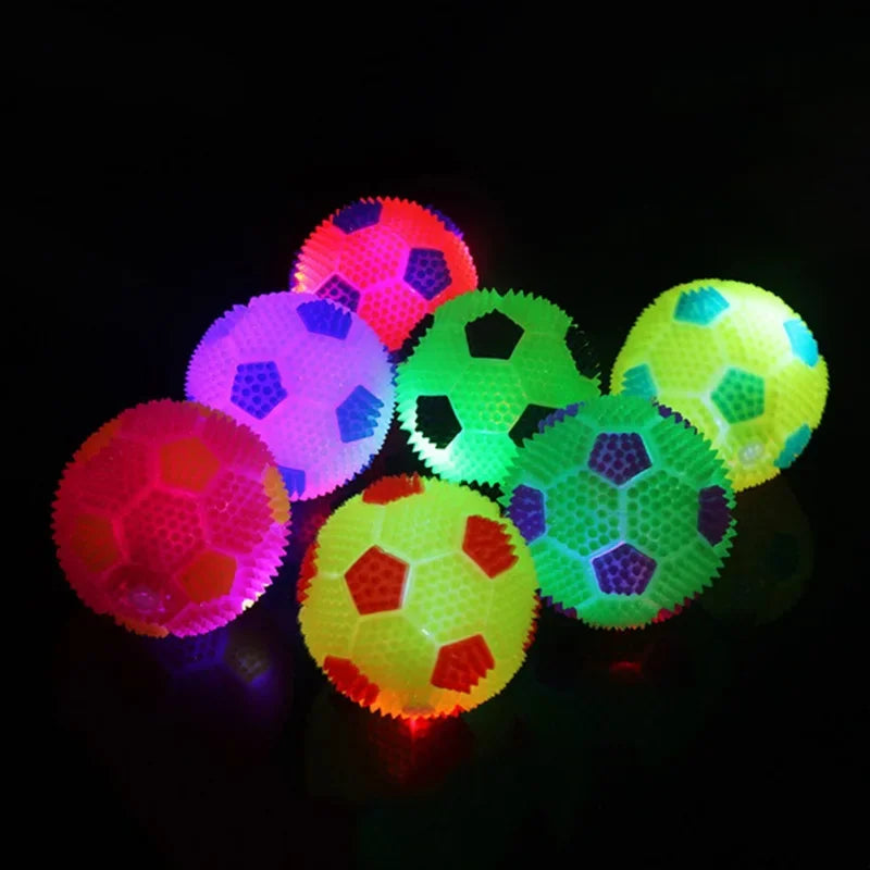 LED Light Squeaky Pet Dog Ball Toy for Small Dogs Rubber Chew and Tooth Cleaning Puppy Toy