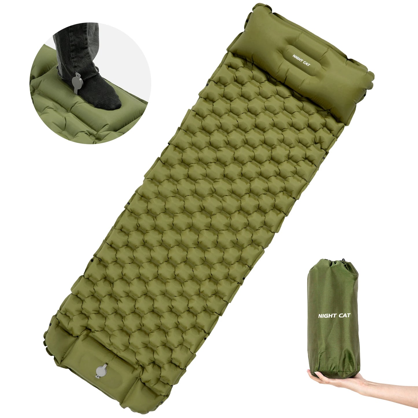 Waterproof Ultralight Air Mattress with Pillow Insulated Air Mat Outdoor Inflatable Sleeping Pad Lightweight TPU