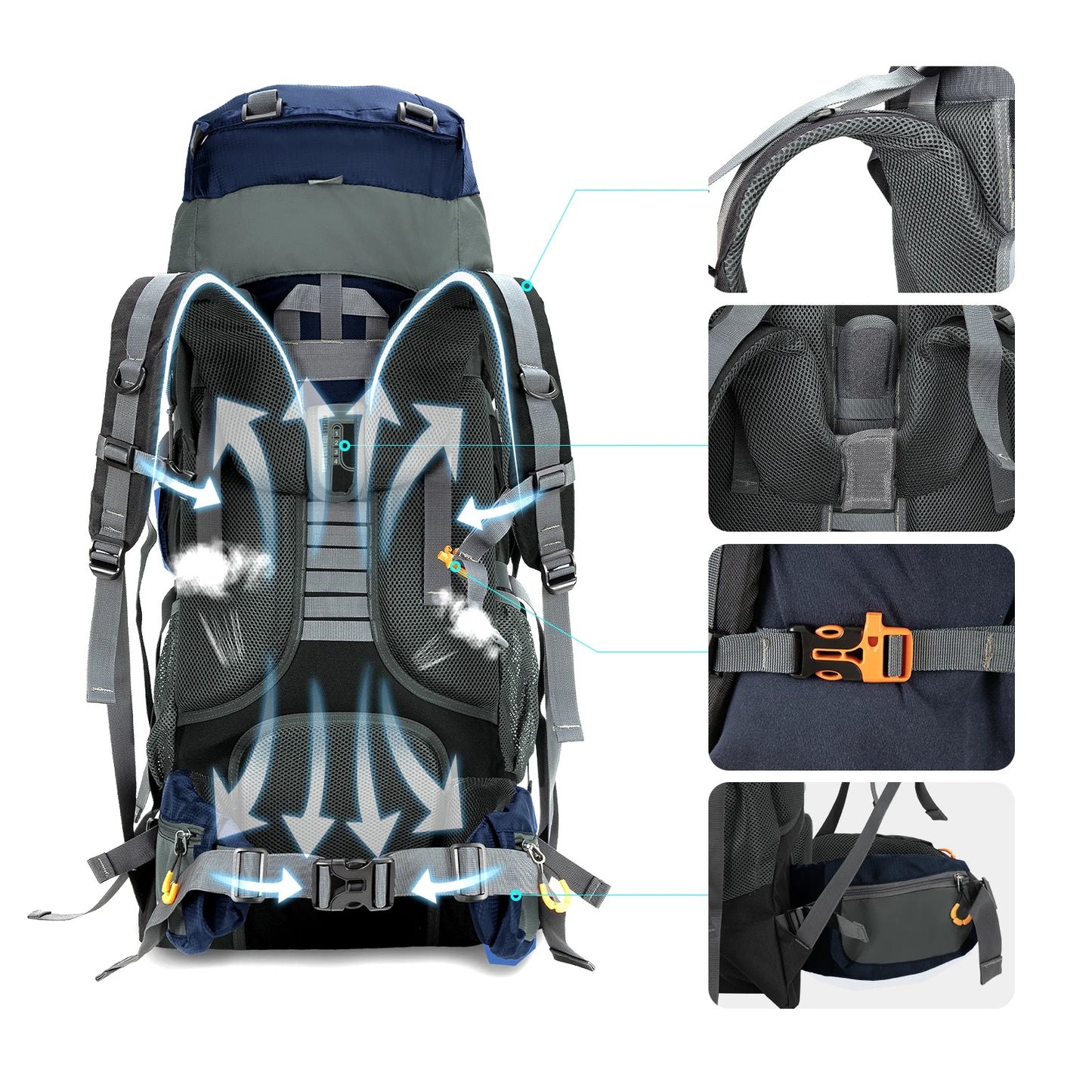Night Cat 90L Camping Backpack with Internal Frame Waterproof Lightweight Hiking Backpack for Men and Women