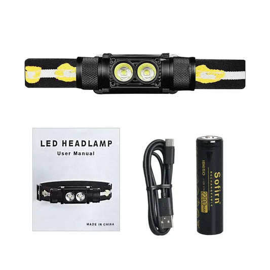H25S Mini LED HeadLamp XML 1200lm Head lamp White Light Headlamp USB Rechargeable 18650 Head Light