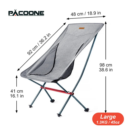 PACOONE Travel Ultralight Folding Chair Portable Moon Chair for Outdoor Camping Fishing Beach Hiking and Picnic