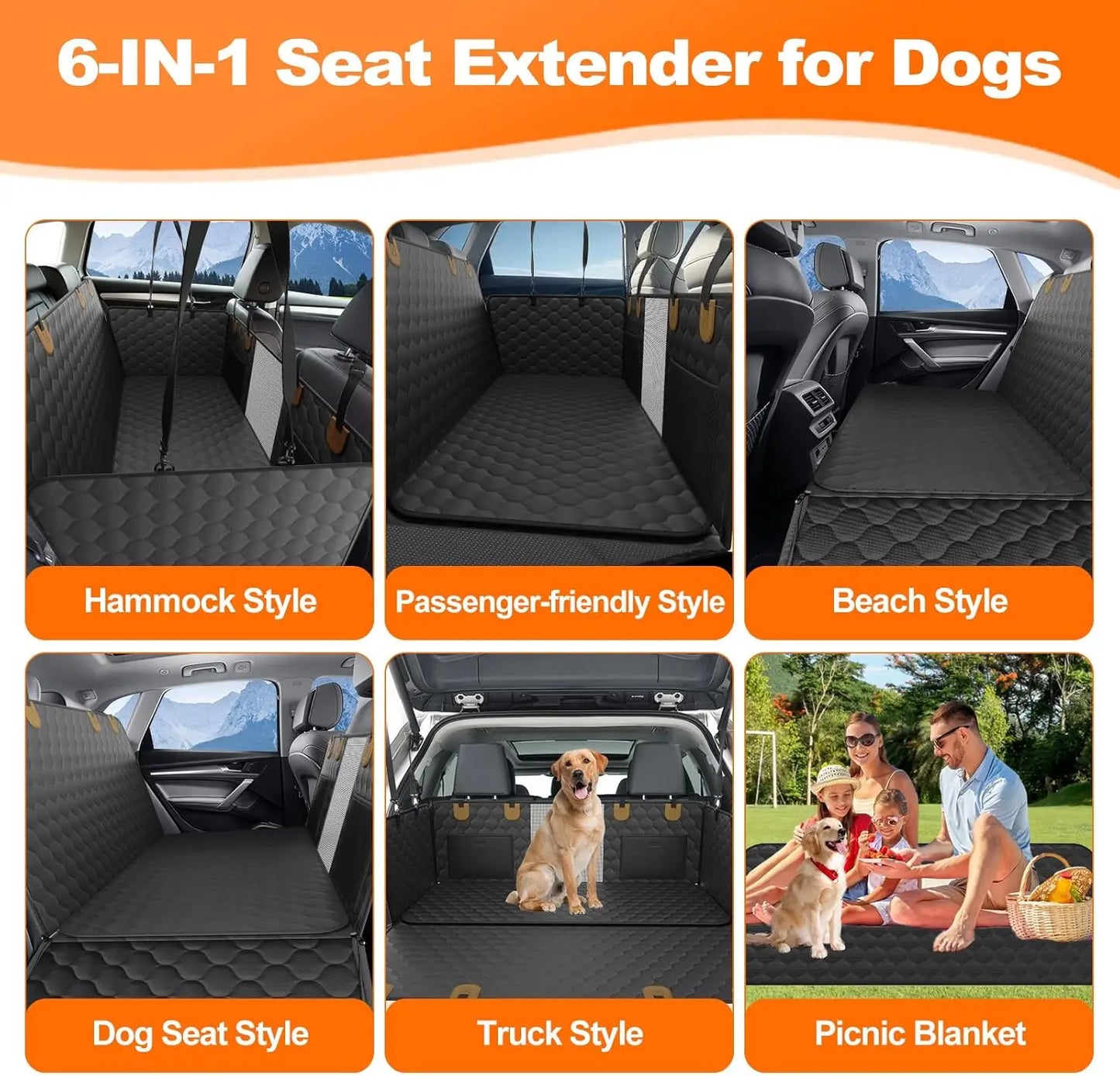 Waterproof Foldable Dog Car Seat Hammock Seat Protector