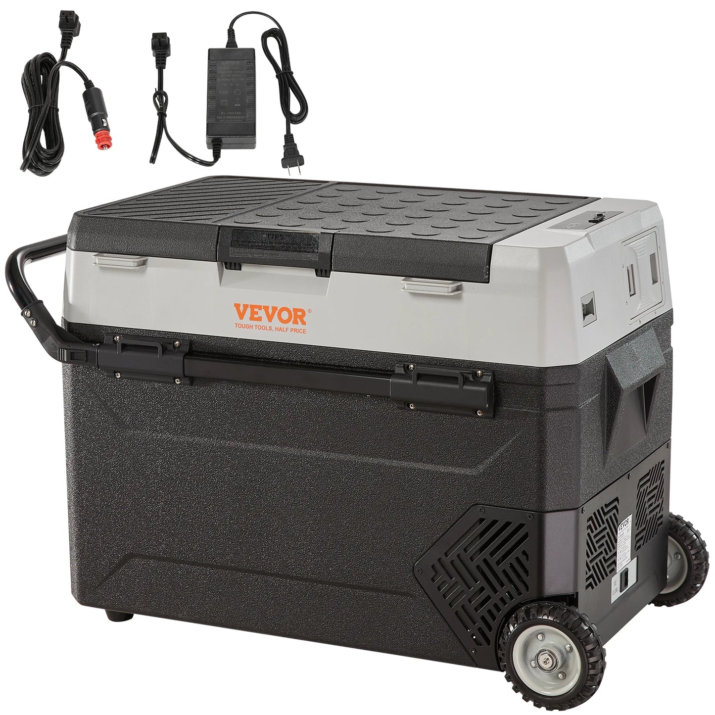 VEVOR Portable Foldable Handle Car Refrigerator 35L 45L 55L with Wheel Compressor Freezer for Camping Picnics Travel and Home