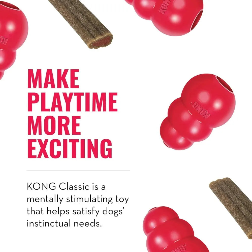 KONG Classic Toy & Enhanced Ziggies Treats Combo Pack - Durable Chew Toy for Dogs - with Enhanced Ziggies Treats - Dog Accessori