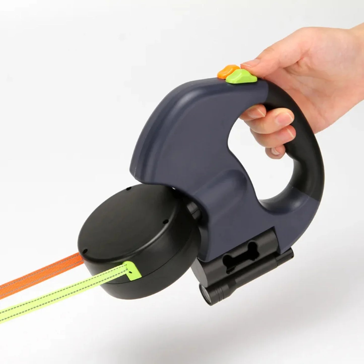 Durable Double Dog Leashes Automatic Retractable Nylon Lead Extension Puppy Walk Roulette with Light Fidget Toy Poop Bag Case