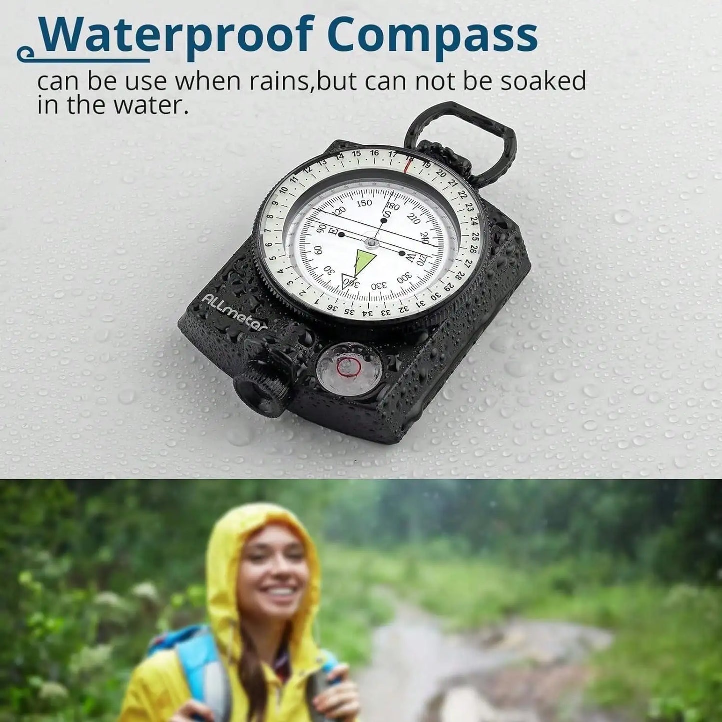 Compass Multifunction Waterproof Military Outdoor Handheld Metal Sighting with Bubble Level for Hiking Camping Climbing and Biking