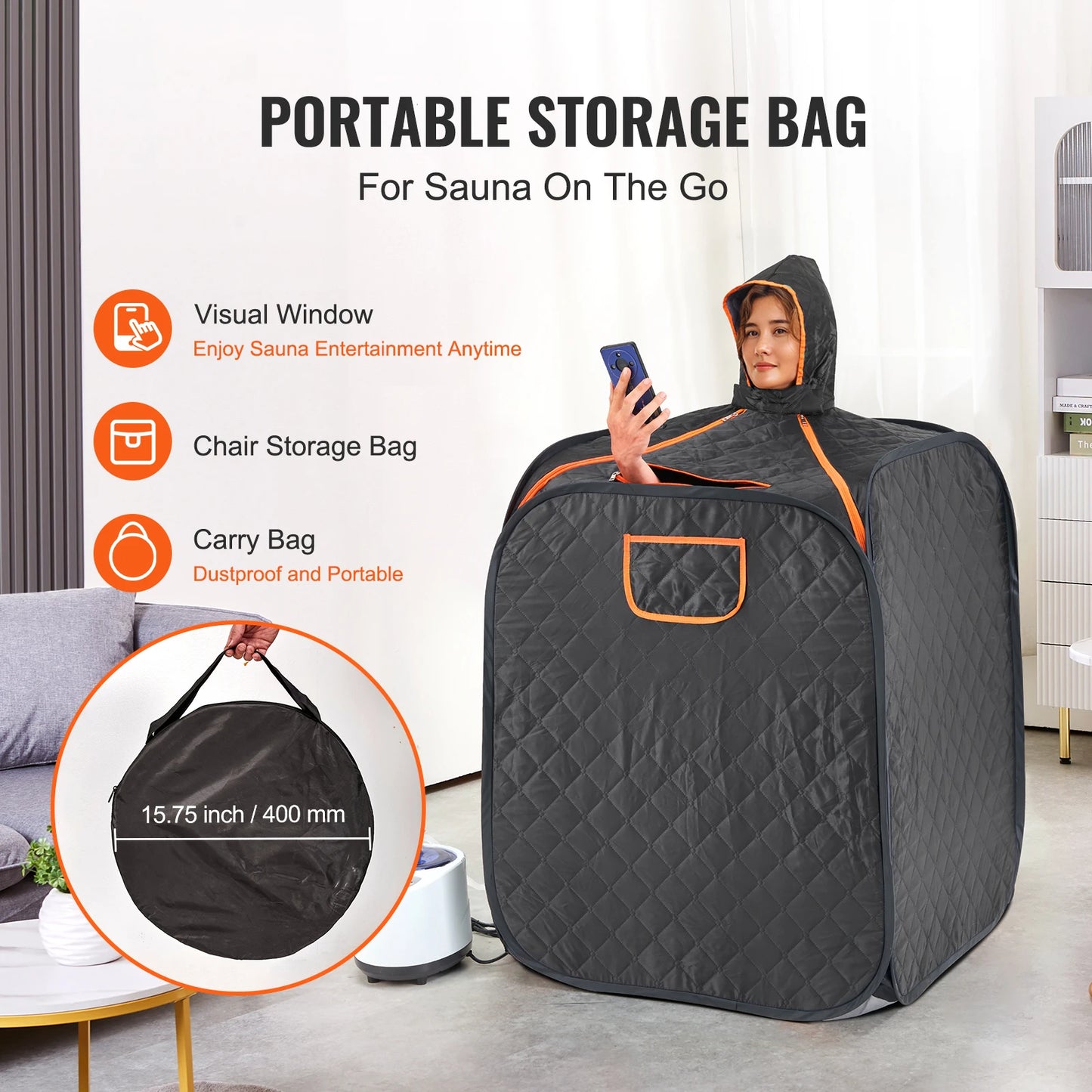 SucceBuy Compact Portable Steam Sauna Tent 1200 Watt Therapeutic  for Detox Relaxation Time Remote Control Personal  for Home