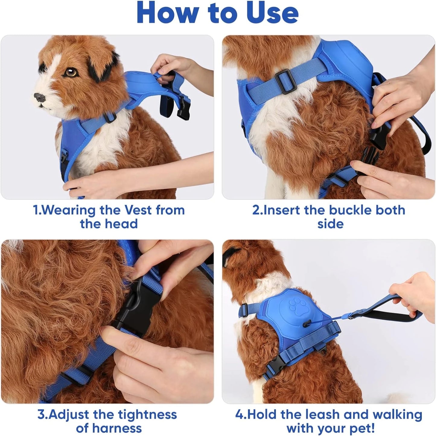 Adjustable Reflective Retractable No Pull Dog Harness for 15 to 33 Pounds Dogs Comfortable and Secure Walking Experience
