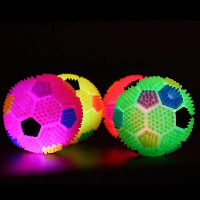 LED Light Squeaky Pet Dog Ball Toy for Small Dogs Rubber Chew and Tooth Cleaning Puppy Toy