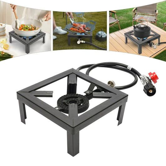 Outdoor Camping Gas Stove BBQ Propane Cooker Portable Single Burner with Adjustable Regulator 8000W