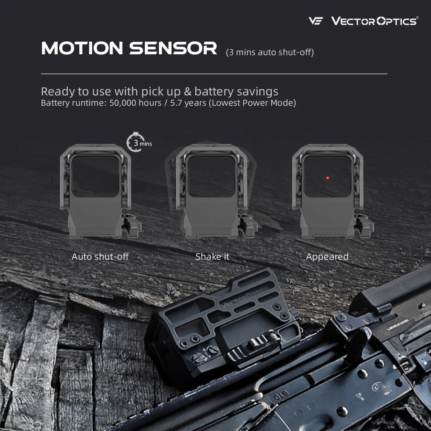 Vector Optics Frenzy Plus 1x31x26 Solar Power Red Dot Sight Up to 80000 Hours Battery Life with Motion Sensor for AR15 Series