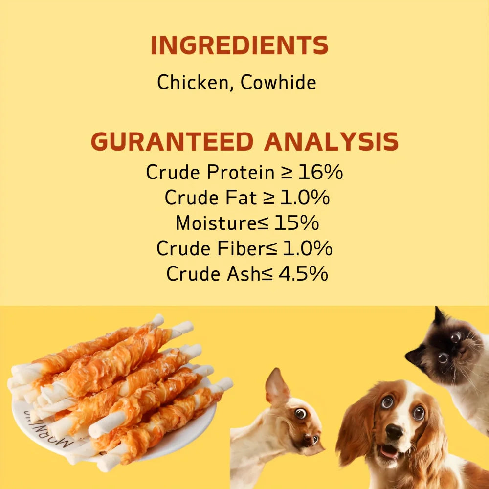4 Pack Chicken Wrapped Rawhide Sticks 400g Dog Treats for Small Medium and Large Dogs