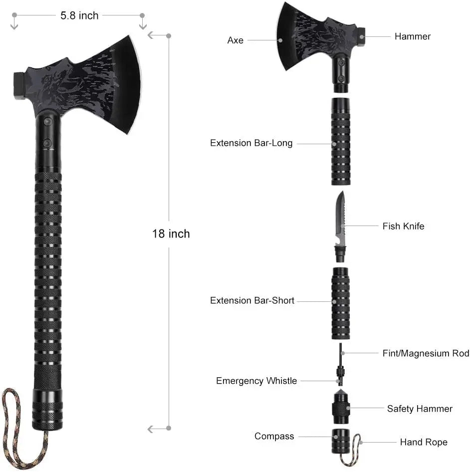 Tactical Folding Survival Axe with Hammer and Nylon Sheath Multifunctional Camping Hatchet for Hiking Hunting and Outdoor Survival Gear