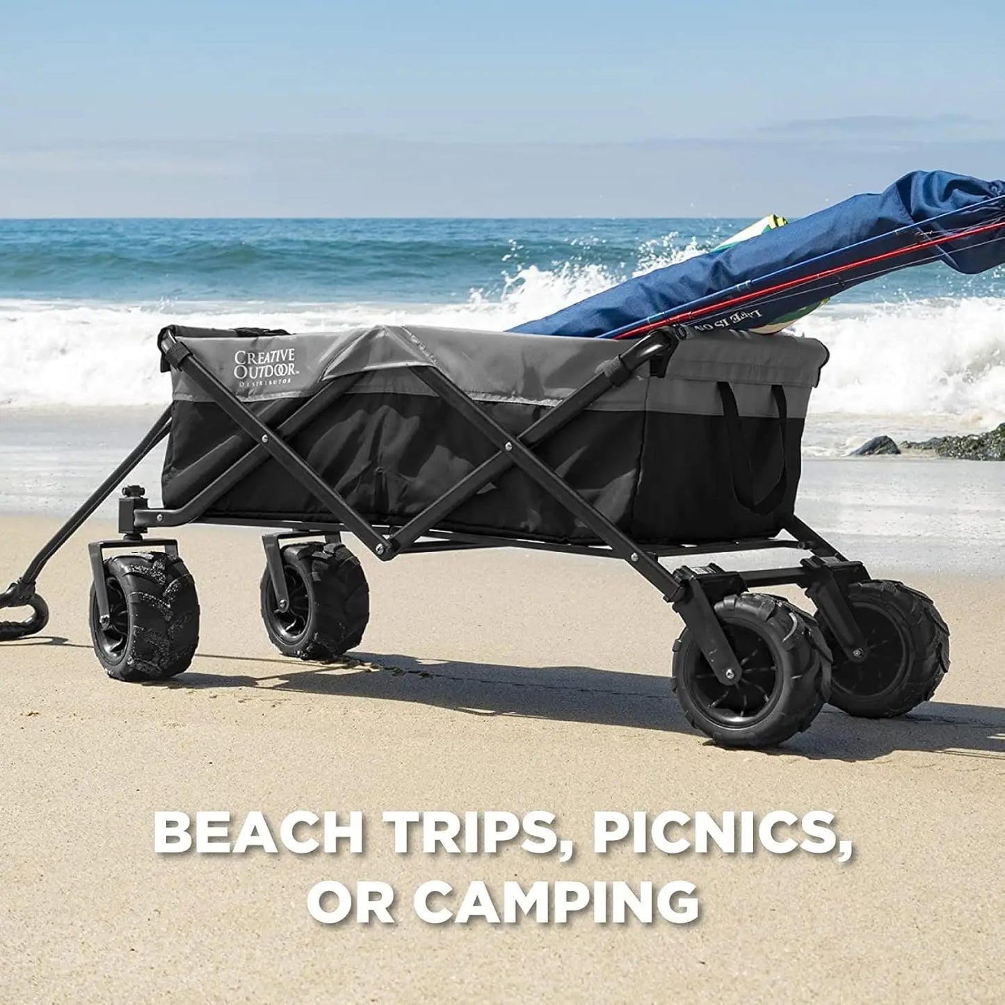 Wagon for Kids Push Pull Collapsible Stroller Folding Cart for Cargo | All Terrain | Beach Park Garden Sports & Camping