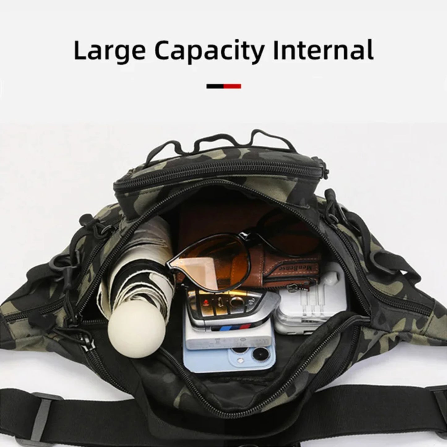 Durable Large Capacity Waterproof Men's Military Tactical Molle Waist Chest Fishing Lure Fanny Pack Backpack for Outdoor Sports