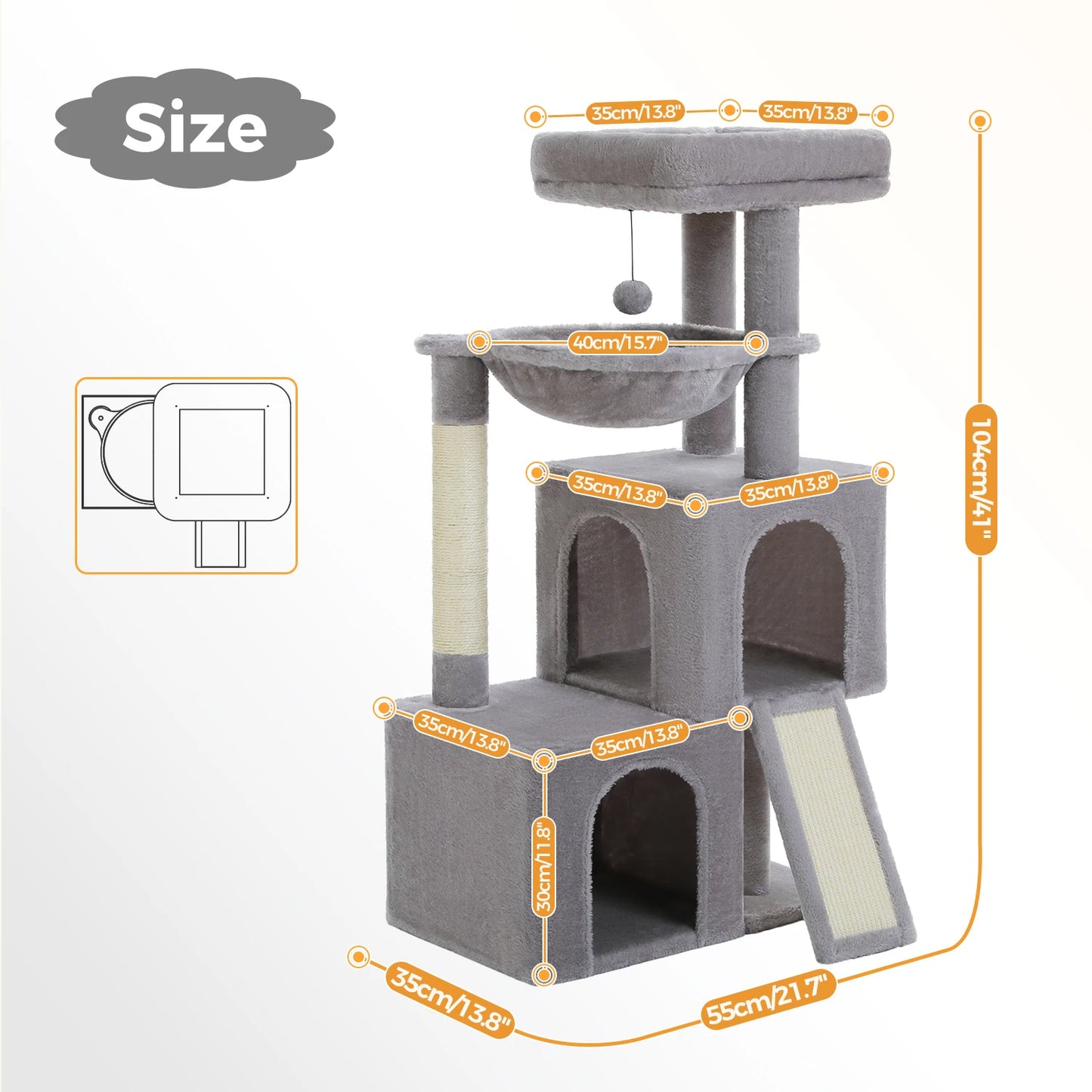 Large Cat Tree for Indoor Cats Multi-Level Cat Tower with Spacious Condos Sisal Scratching Pad Kitten House Accessories Cat Toys