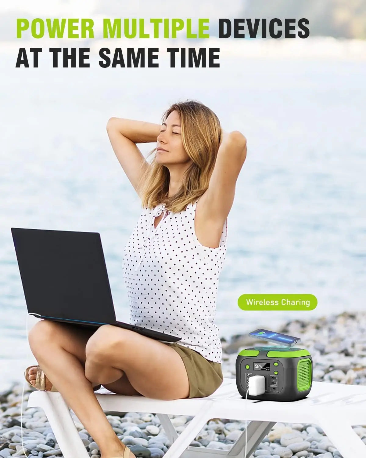 200W Portable Power Station 155Wh Solar Generator 42000mAh Power Bank with AC Outlet 110V DC USB QC3.0 for Outdoor Camping and RV Use