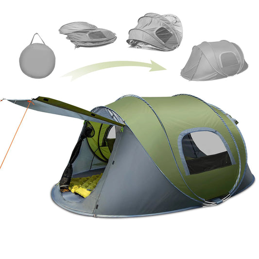 3 to 4 People Outdoor Throw Open Tent Automatic Pop Up Waterproof Family Tent for Camping and Hiking