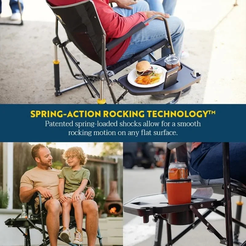 GCI Outdoor Freestyle Rocker XL with Side Table Portable Folding Rocking Chair with Solid Durable Armrests