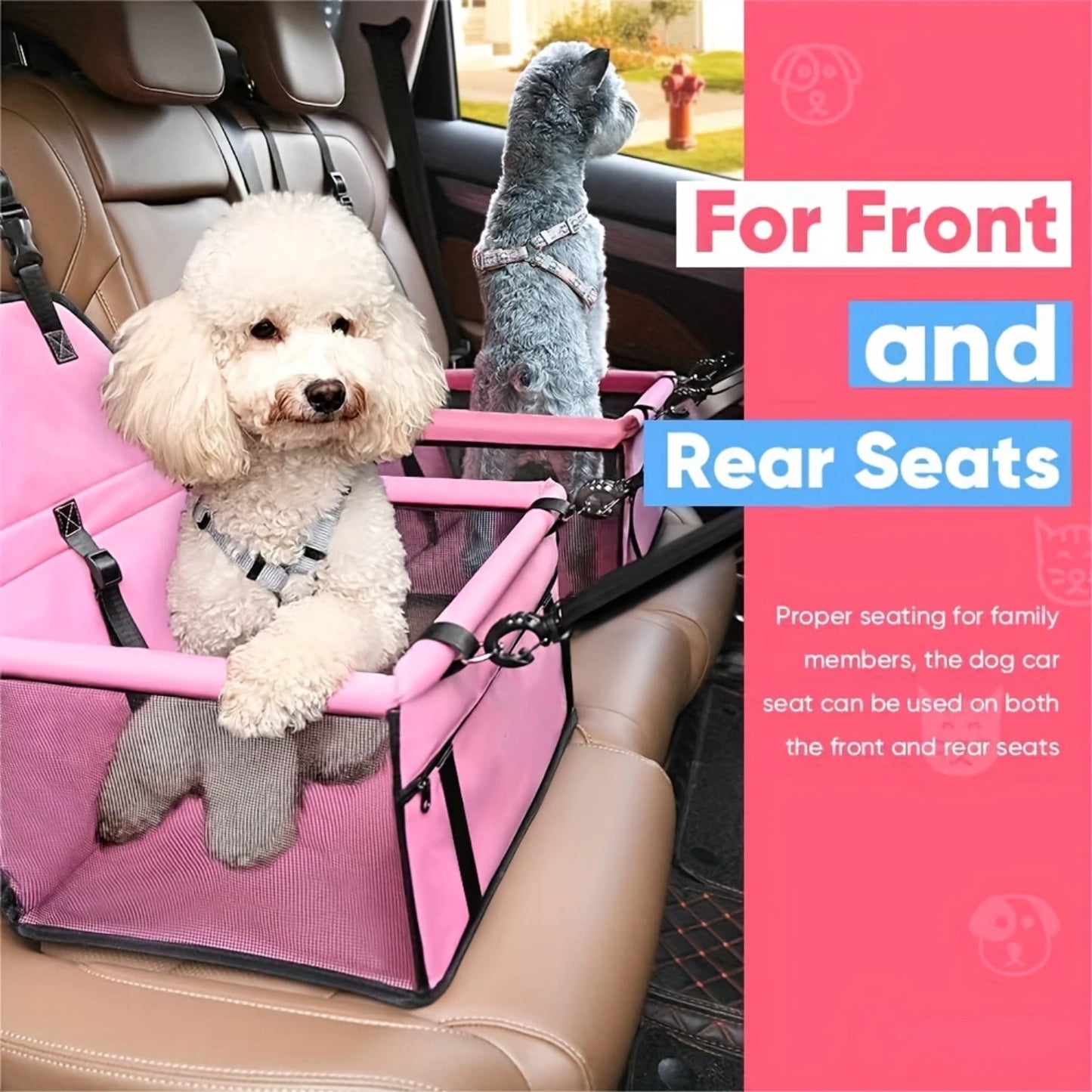 Pet Car Booster Seat For Dog And Cat Portable Breathable Bag With Seat Belt Safety Stable For Travel