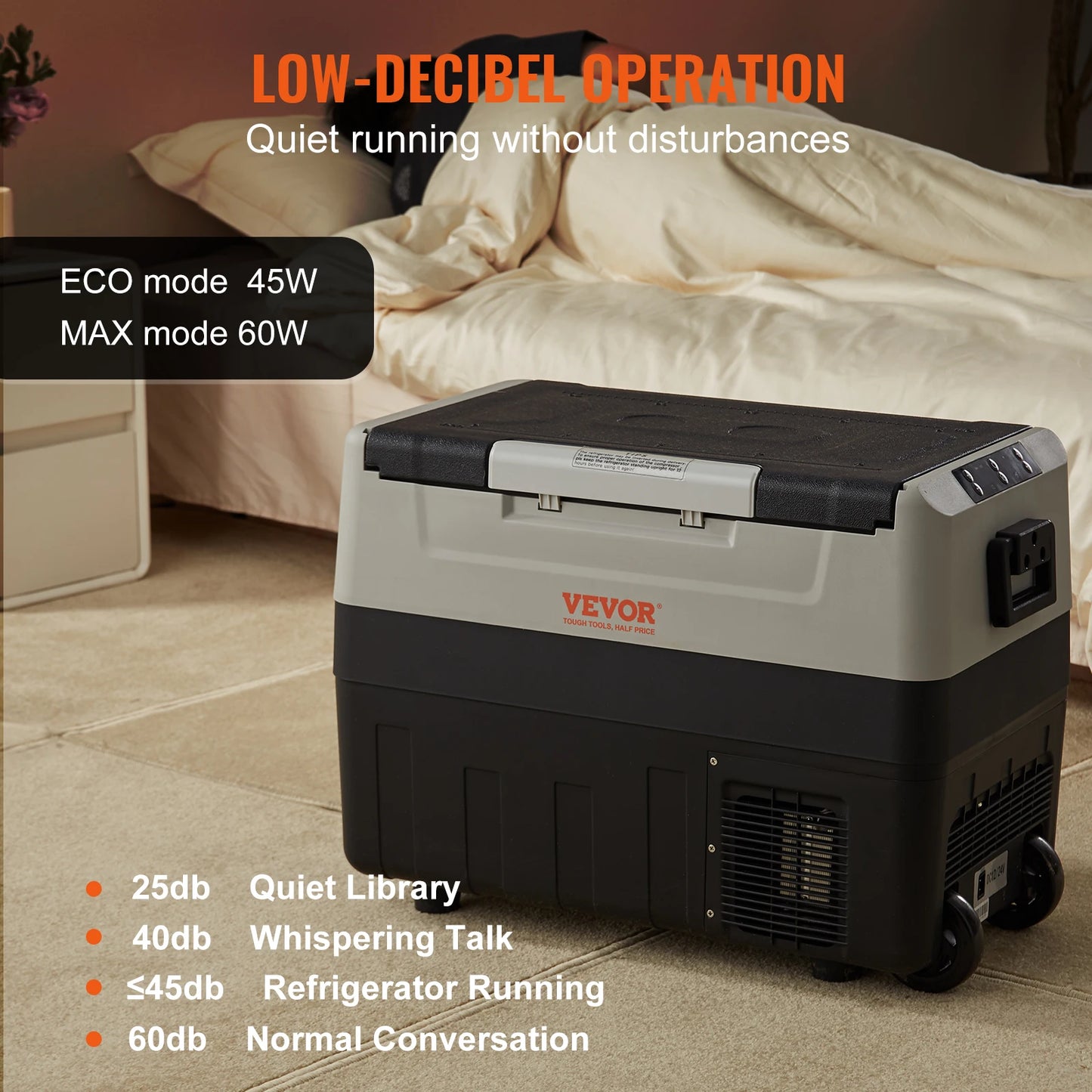 VEVOR Portable Foldable Handle Car Refrigerator 35L 45L 55L with Wheel Compressor Freezer for Camping Picnics Travel and Home