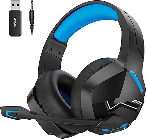 Binnune BW01 Wireless Gaming Headset with Microphone for PC PS4 PS5 2.4G Bluetooth USB Gamer Headphones for Laptop Computer