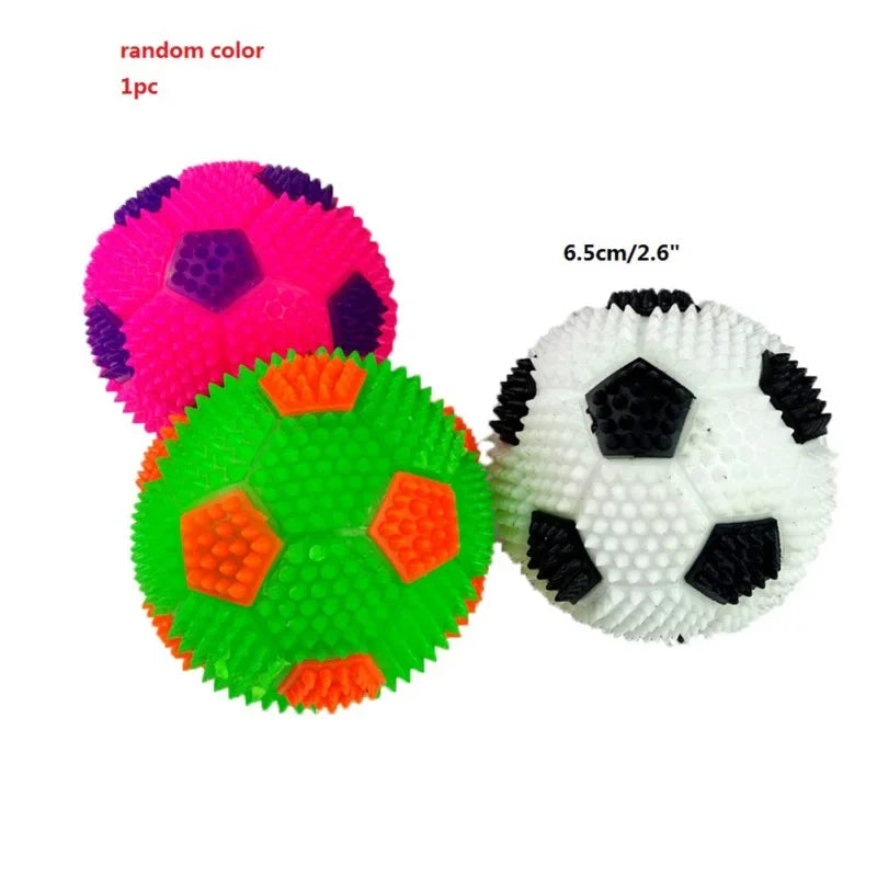 LED Light Squeaky Pet Dog Ball Toy for Small Dogs Rubber Chew and Tooth Cleaning Puppy Toy