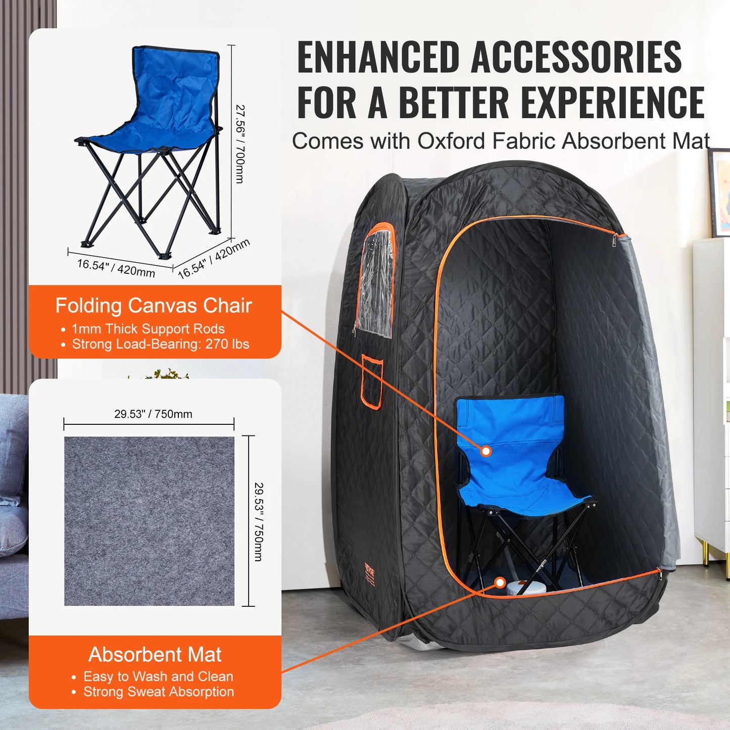 SucceBuy Compact Portable Steam Sauna Tent 1200 Watt Therapeutic  for Detox Relaxation Time Remote Control Personal  for Home