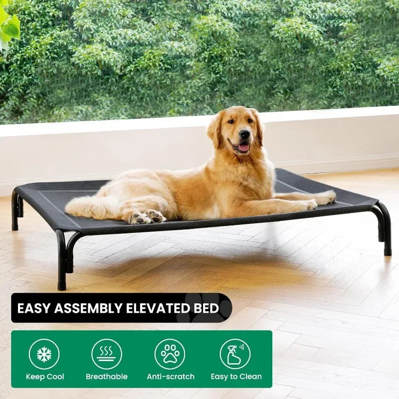 Elevated Dog Bed Raised Outdoor Dog Cot for Extra Large Dogs No Tools Assembly Washable Cooling