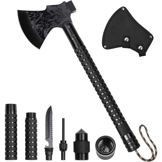 Tactical Folding Survival Axe with Hammer and Nylon Sheath Multifunctional Camping Hatchet for Hiking Hunting and Outdoor Survival Gear