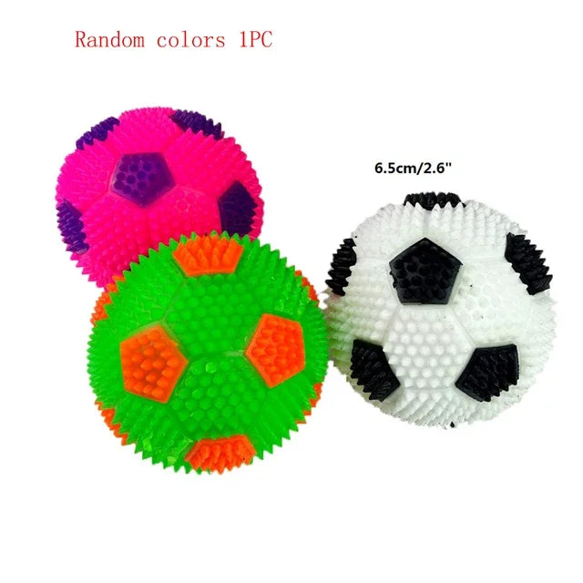 LED Light Squeaky Pet Dog Ball Toy for Small Dogs Rubber Chew and Tooth Cleaning Puppy Toy