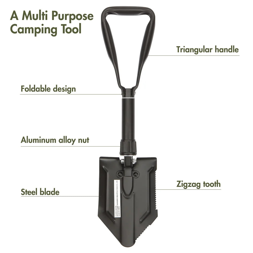 Heavy Duty Folding Shovel Steel Serrated Edge Camping Outdoor Survival Gear Tool Emergency Kit Lightweight 2.75lbs Model 4803
